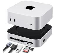 OFFCUP Stand pour Mac Mini M4 Dock & Support Hub en Aluminium avec M.2 NVMe Boîtier SSD USB-C, 6 Ports USB3.2, 10 Gbps Station d'accueil Double Canal Support de Station d'accueil pour Mac Mini M4