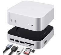 OFFCUP Stand pour Mac Mini M4 Dock & Support Hub en Aluminium avec M.2 NVMe Boîtier SSD USB-C, 6 Ports USB3.2, 10 Gbps Station d'accueil Double Canal Support de Station d'accueil pour Mac Mini M4