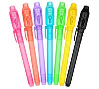 OFFCUP Stylo Encre Invisible, 7 Stylos Magiques UV Lumineux pour Écrire des Messages Secrets, Cadeau Anniversaire pour Enfants