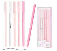 OFFCUP Stylo Gel, 6pcs Stylo Roller Roulante, Stylos à Bille à Encre Gel Couleur Unie, Stylos Roller Encre Enfant pour Enfants Adultes École Bureau (Rose)