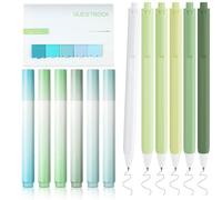 OFFCUP Surligneurs Pastel, 6 Colori Surligneur Marqueurs Paste + 6 Stylos Encre Gel Noire + Note Autocollante, Esthétiques Pastel Highlighter Pen pour Carnet Journal école Maison Bureau (Vert)