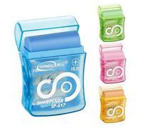 OFFCUP Taille-Crayon avec Reservoir, 4pcs Taille Crayon Enfant Portable, 2 Trou Manuel Plastique pour Crayons Épais et Fin Fournitures de Bureau pour Enfants, Étudiants, Écoles 4 Couleur