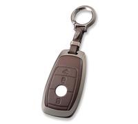 OFFCURVE Coque Cle Cuir Alliage de Zinc, Etui Cle avec Porte Clef Apte à Mercedes Benz Class A B C E G S CLA CLE CLS GLA GLC GLE GLK