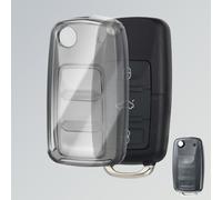 OFFCURVE Coque Cle Transparent Couvre Clé Cache Clef, Etui a Cles Étui à Clés Voiture pour VW Volkswagen Polo Golf 4/5/6 Multivan T5 Caddy Jetta Bora Superb Passat Fabia Seat Ibiza