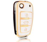 OFFCURVE Couvre Clef Etui a Clef, Étui à Clés TPU Etui Carte Clé Voiture 3 Boutons pour Audi A1-A8 B6-B8 C5-C6 Q1-Q7 R8 RS3-RS6 S1-S8 4F 4G TT TTS TTRS Seat Exeo 3R