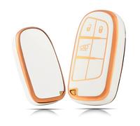 OFFCURVE Etui a Cle Voiture Coque Clé, Étui à Clés Couvre Clef Cache Clef 3/4/5 Boutons Apte à Jeep Grand Cherokee Renegade Compass Chrysler Dodge Journey Dart Challenger Charger Durango Ram Fiat 500X