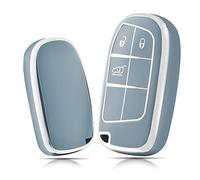 OFFCURVE Etui a Cle Voiture Coque Clé, Étui à Clés Couvre Clef Cache Clef 3/4/5 Boutons Apte à Jeep Grand Cherokee Renegade Compass Chrysler Dodge Journey Dart Challenger Charger Durango Ram Fiat 500X