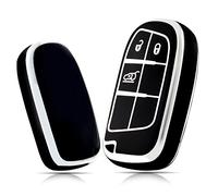 OFFCURVE Etui a Cle Voiture Coque Clé, Étui à Clés Couvre Clef Cache Clef 3/4/5 Boutons Apte à Jeep Grand Cherokee Renegade Compass Chrysler Dodge Journey Dart Challenger Charger Durango Ram Fiat 500X