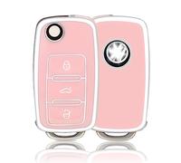 OFFCURVE Etui a Cle Voiture Coque Clé, Étui à Clés Couvre Clef Cache Clef 3 Boutons Compatible avec VW Volkswagen Polo Golf 4/5/6 Multivan T5 Caddy Jetta Bora Superb Passat Skoda Fabia Seat Ibiza