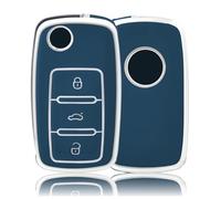OFFCURVE Etui a Cle Voiture Coque Clé, Étui à Clés Couvre Clef Cache Clef 3 Boutons Compatible avec VW Volkswagen Polo Golf 4/5/6 Multivan T5 Caddy Jetta Bora Superb Passat Skoda Fabia Seat Ibiza