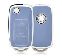 OFFCURVE Etui a Cle Voiture Coque Clé, Étui à Clés Couvre Clef Cache Clef 3 Boutons Compatible avec VW Volkswagen Polo Golf 4/5/6 Multivan T5 Caddy Jetta Bora Superb Passat Skoda Fabia Seat Ibiza