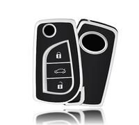 OFFCURVE Etui a Cle Voiture Coque Clé, Étui à Clés Couvre Clef Cache Clef Apte à Toyota RAV4 MR2 Scion TC IM Corolla Prius Yaris Aygo Auris Camry Avensis Cruiser Hilux Verso Peugeot 108 Citroen C1