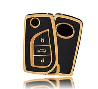 OFFCURVE Etui a Cle Voiture Coque Clé, Étui à Clés Couvre Clef Cache Clef Apte à Toyota RAV4 MR2 Scion TC IM Corolla Prius Yaris Aygo Auris Camry Avensis Cruiser Hilux Verso Peugeot 108 Citroen C1