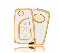 OFFCURVE Etui a Cle Voiture Coque Clé, Étui à Clés Couvre Clef Cache Clef Apte à Toyota RAV4 MR2 Scion TC IM Corolla Prius Yaris Aygo Auris Camry Avensis Cruiser Hilux Verso Peugeot 108 Citroen C1