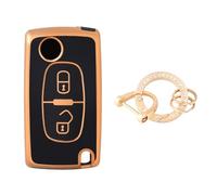 OFFCURVE Etui a Cle Voiture Coque Clé, Étui à Clés Couvre Clef Cache Clef avec Porte Clef pour Citroen C1 C2 C3 C4 C5 Picasso Peugeot 107 206 207 307 308 406 407 607 2/3 Tasten