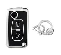 OFFCURVE Etui a Cle Voiture Coque Clé, Étui à Clés Couvre Clef Cache Clef avec Porte Clef pour Citroen C1 C2 C3 C4 C5 Picasso Peugeot 107 206 207 307 308 406 407 607 2/3 Tasten
