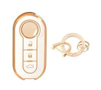 OFFCURVE Etui a Cle Voiture Coque Clé, Étui à Clés Couvre Clef Cache Clef avec Porte Clef pour Fiat 500 Lancia Punto Panda Ypsilon Delta Grande Bravo Musa