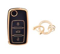 OFFCURVE Etui a Cle Voiture Coque Clé, Étui à Clés Couvre Clef Cache Clef avec Porte Clef pour VW Volkswagen Polo Golf 4/5/6 Multivan T5 Jetta Bora Passat Skoda Fabia Seat Ibiza