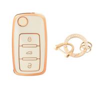 OFFCURVE Etui a Cle Voiture Coque Clé, Étui à Clés Couvre Clef Cache Clef avec Porte Clef pour VW Volkswagen Polo Golf 4/5/6 Multivan T5 Jetta Bora Passat Skoda Fabia Seat Ibiza