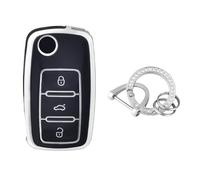 OFFCURVE Etui a Cle Voiture Coque Clé, Étui à Clés Couvre Clef Cache Clef avec Porte Clef pour VW Volkswagen Polo Golf 4/5/6 Multivan T5 Jetta Bora Passat Skoda Fabia Seat Ibiza