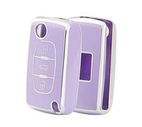 OFFCURVE Etui a Cle Voiture Coque Clé, Étui à Clés TPU Couvre Clef 2/3 Boutons pour Peugeot 106 207 308 406 607 Expert Partner Citroen C2 C3 C4 Grand Picasso Berlingo Xsara Fiat Scudo Ulysse