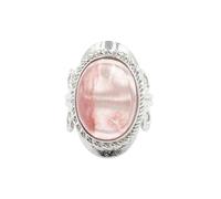 Offener Verstellbarer Fingerring, Bague En Pierre Précieuse Naturelle Faite Main, Ornée D'Une Pierre De Naissance Ovale En Cristal Bague Ajustable Et Empilable, Idéale Comme Cadeau Pour Maman Ou P
