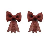 Offerta 2 Fiocchi 13x14cm Rosso Con Glitter Appendibile Natale Albero Addobbi