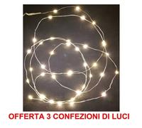 Offerta 3 Conf. 10 Microled Lineari Luci Bianco Caldo Batteria Natale Presepi Multicolore