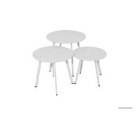 Offerta 3 Tavoli Bassi Massai Bianchi Diam: Ø50-Ø45-Ø40cm Arredo Giardino Multicolore