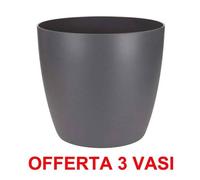 Offerta 3 Vaso Brussels Round 14cm Anthracite Elho Multicolore