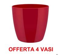Offerta 4 Vaso Brussels Diamond Round 14cm Lovely Red Elho Multicolore