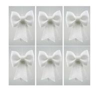 Offerta 6 Fiocchi 13cm Bianco Glitter Appendibile Addobbi Natale Albero