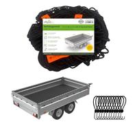 Offgridtec Filet de sécurité de Chargement de remorque 1 x 2 m sur 2 x 3 m, Extensible et à Mailles Fines, avec 8 Crochets de Serrage, marqueurs d'angle, Corde en Caoutchouc renforcée, sécurité de