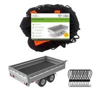 Offgridtec Filet de sécurité de Chargement pour remorque 2 x 3 m sur 3 x 4 m, Extensible et à Mailles Fines, avec 12 Crochets de Serrage, marqueurs d'angle, Corde en Caoutchouc renforcée, sécurité de