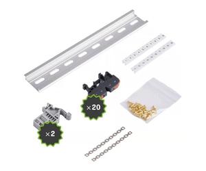 Offgridtec Lot de 20 blocs de bornes pour câblage électrique structuré et installations de contrôle, kit de raccordement avec vis, rail de support et pont de connexion pour un montage sûr de l'armoire