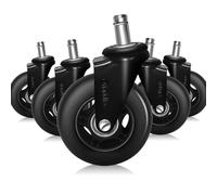 Offgridtec Lot de 5 roulettes de rechange pour chaise de bureau sur moquette et parquet - Roulettes durables haute performance - Protège les sols en bois dur et en vinyle - 11 x 22 mm - Noir