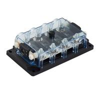 Offgridtec Porte-fusibles MEGA quadruple avec support pour fusible de rechange, bloc haute intensité pour 32 V CC (40 A-500 A), raccords M8, montage en surface, plastique robuste, couvercle clair
