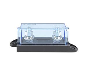 Offgridtec Porte-fusibles MEGA simple avec couvercle de protection clair - bloc haute intensité 32 V CC à 1 emplacement (60 A-500 A), raccords M8, montage en surface, plastique composite robuste