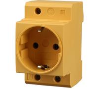 Offgridtec prise Schuko pour rail DIN 16 A 230 V 2P+E, 35 mm (Jaune) | Prise encastrable pour tableau électrique, armoire électrique, compteur, prise avec terre, montage sur rail
