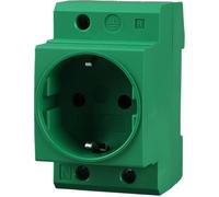 Offgridtec prise Schuko pour rail DIN 16 A 230 V 2P+E, 35 mm (Vert) | Prise encastrable pour tableau électrique, armoire électrique, compteur, prise avec terre, montage sur rail