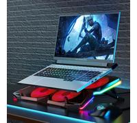 Offgridtec Refroidisseur pour Ordinateur Portable K25 Pro, Support ventilé avec 4 Ventilateurs Silencieux à 1100 TR/Min, 2 Ports USB, Hauteur réglable, Design Ergonomique pour Consoles de Jeu et