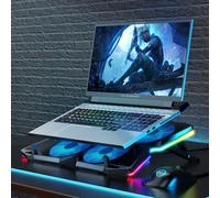 Offgridtec Refroidisseur pour Ordinateur Portable K25 Pro, Support ventilé avec 4 Ventilateurs Silencieux à 1100 TR/Min, 2 Ports USB, Hauteur réglable, Design Ergonomique pour Consoles de Jeu et