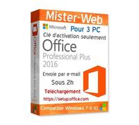 Office 2016 Pro Plus 3 PC / Clé D'Activation