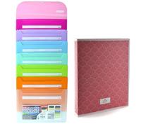 Office Box Classeur à 7 compartiments avec fermeture en caoutchouc et crochet - Indicateurs personnalisables et carte horaire, idéal pour salles de classe, personnel et étude - by Office Box (rose +