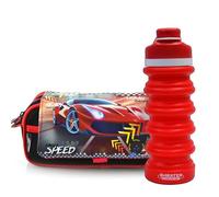 Office Box Colorline Trousse triple design avec 3 grandes sections intérieures avec fermeture éclair individuelle, plusieurs poches, horaire et identifiant, Racing+eau, 22.5 x 11 x 8.8 cm, Trousses de