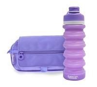 office box Colorline Trousse triple l'Orginal - Porte-crayons à 3 compartiments avec fermeture éclair, plusieurs poches, horaire et identifiant et sangle pour transporter dans votre trolley, Lilas +