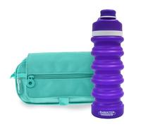 office box Colorline Trousse triple l'Orginal - Porte-crayons à 3 compartiments avec fermeture éclair, plusieurs poches, horaire et identifiant et sangle pour transporter dans votre trolley, Turquoise