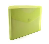 Office Box, Lot de 10 chemises à fermeture en V avec soufflet de 3 cm. Format A4+/Folio grande capacité jusqu'à 300 feuilles. Couleurs classiques translucides Soft Touch, 100 % recyclables (jaune)