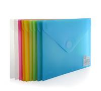 Office Box, Lot de 10 chemises à fermeture en V - Format A5/quadrillage - 18 x 25 cm - En 5 couleurs classiques translucides avec texture Soft Touch, 100 % écologique