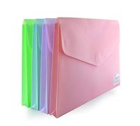 Office Box, Lot de 10 chemises à fermeture V-lock avec soufflet de 3 cm. Format A4+/Folio (jusqu'à 300 feuilles) - 4 couleurs blush pastel avec texture Soft Touch, 100 % recyclables. (assortiment